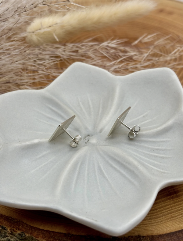 Ohrstecker silber - eismatt Viereck – Bild 4