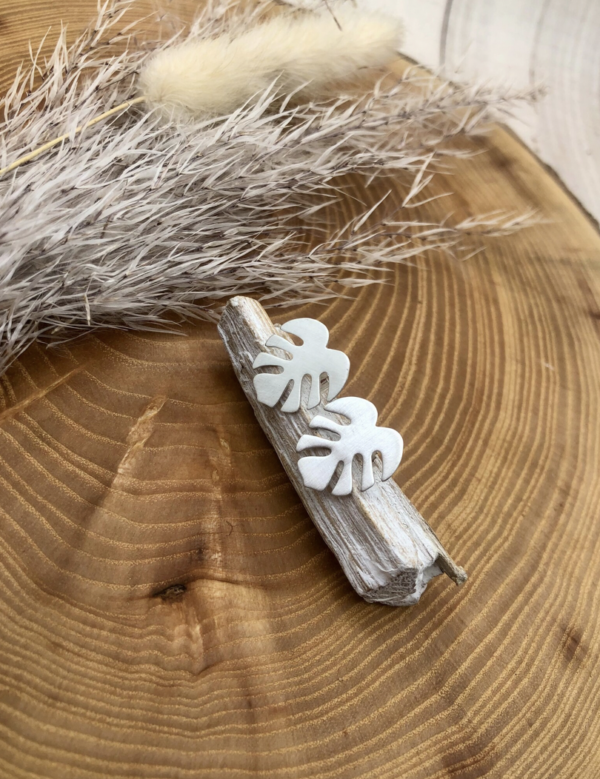 Ohrstecker silber - Monstera – Bild 6