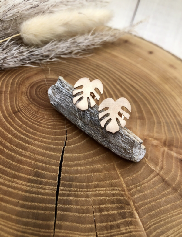 Ohrstecker silber - Monstera – Bild 4