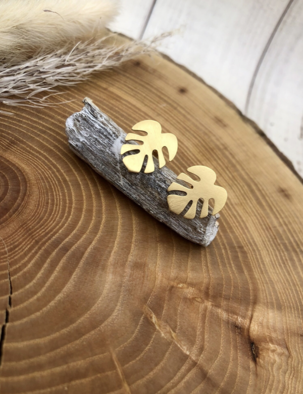 Ohrstecker silber - Monstera – Bild 3