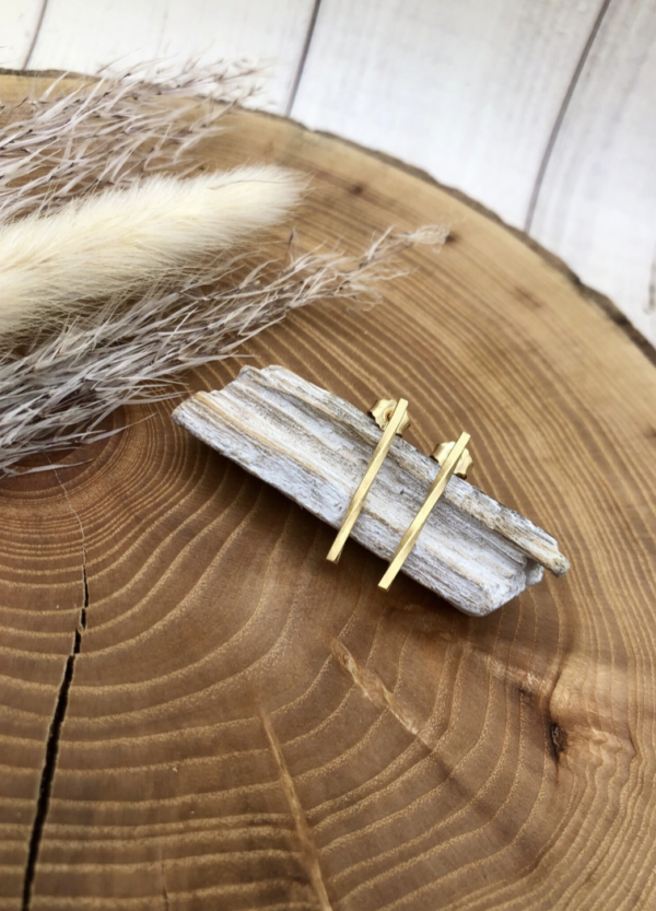 Ohrstecker silber - vierkant gold plattiert – Bild 2
