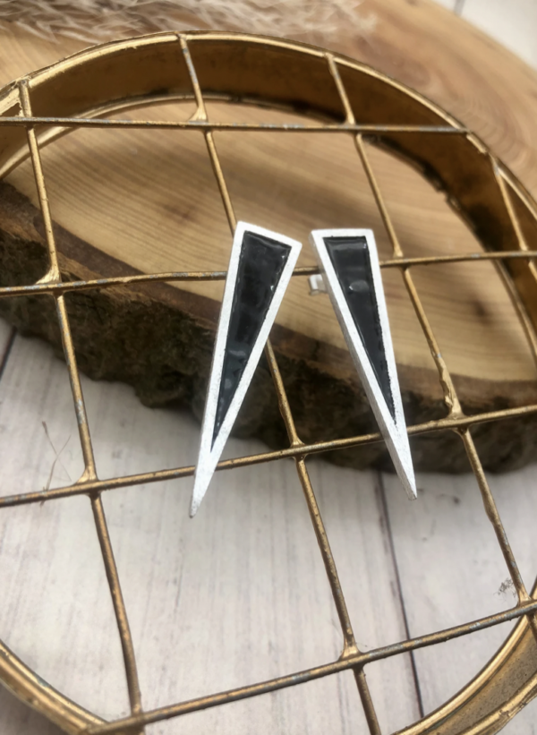 Ohrstecker silber - Emaille Dreieck – Bild 3
