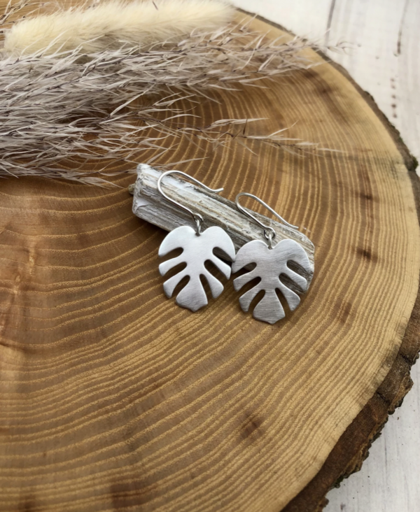 Ohrhaken silber - Monstera – Bild 4