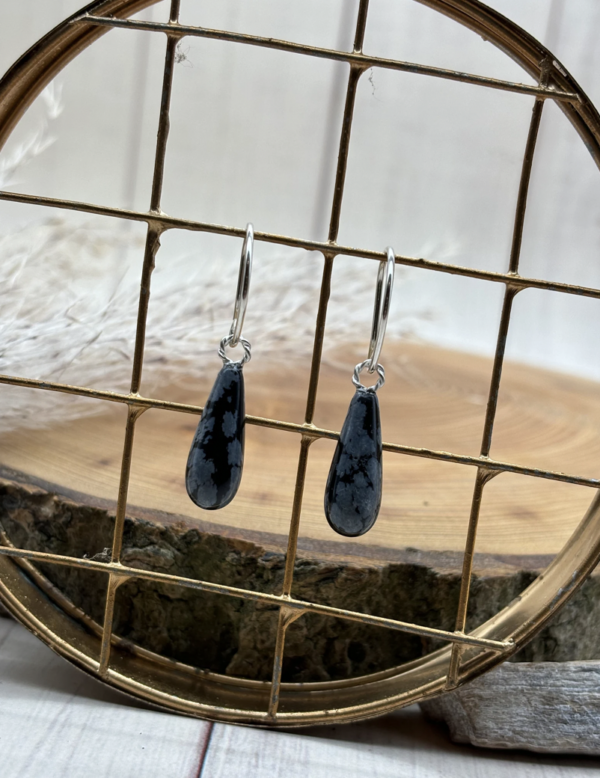 Ohrhaken silber - Obsidian – Bild 7