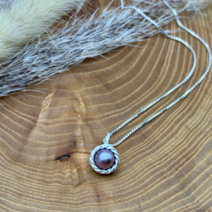Kette mit Anhänger - Süßwasserzuchtperle mit Perldraht