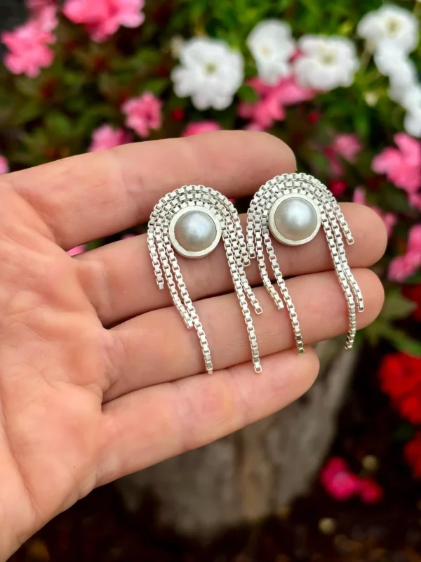Ohrstecker silber - Mabe Zuchtperle - Hochzeitsschmuck – Bild 2