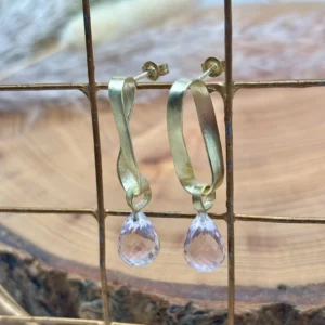 Ohrstecker gelbgold - Rosenquarz