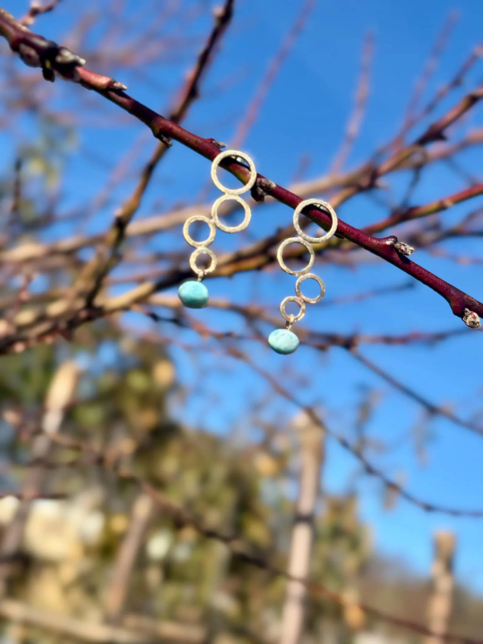 Ohrstecker gelbgold - Larimar – Bild 2