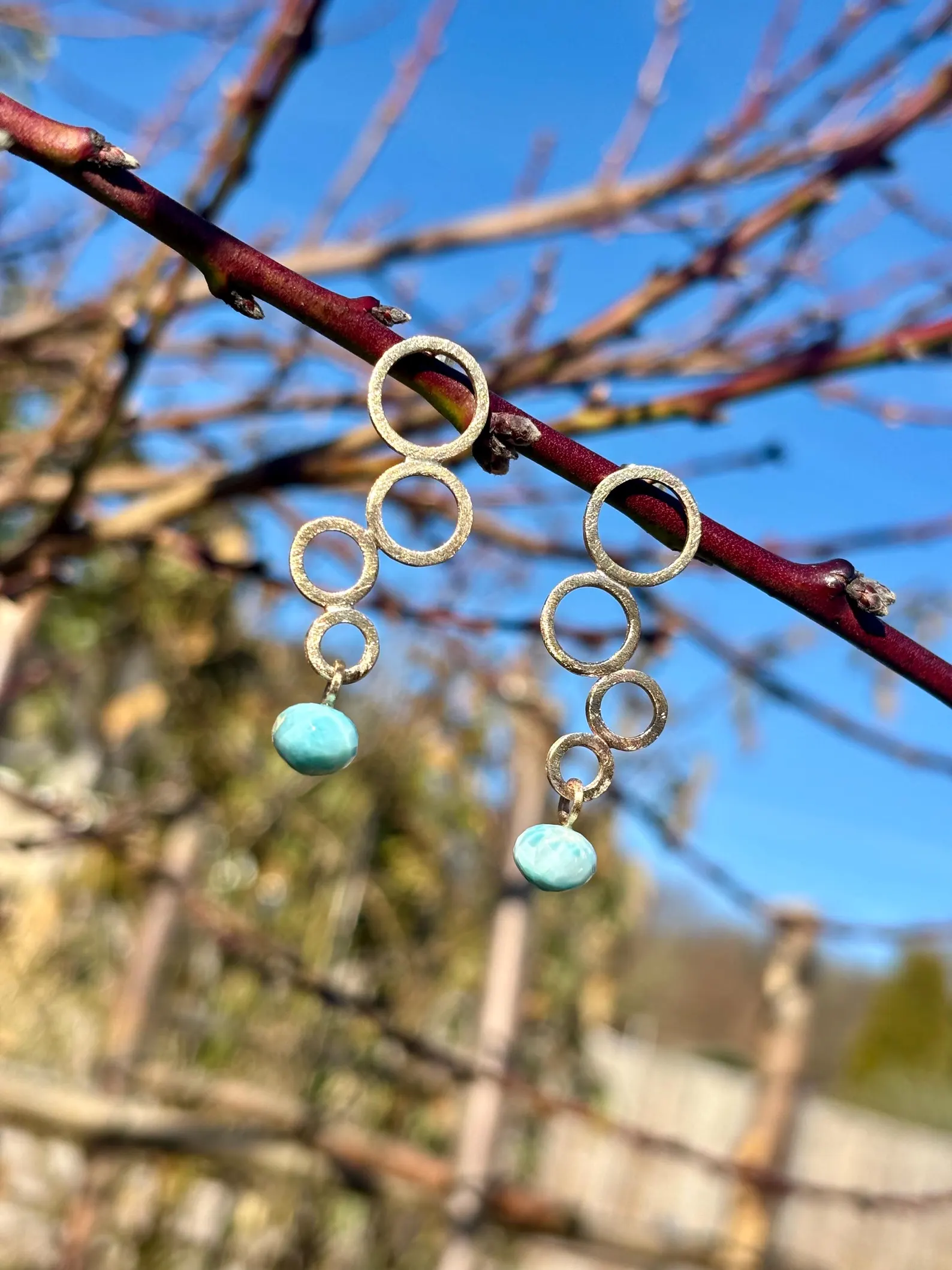 Ohrstecker gelbgold - Larimar – Bild 6