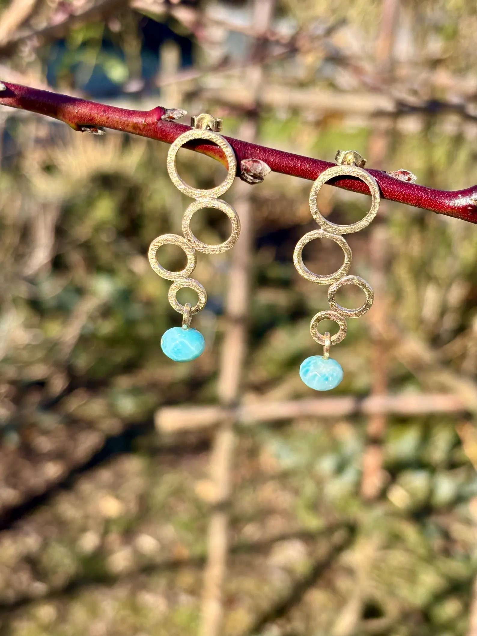 Ohrstecker gelbgold - Larimar – Bild 7