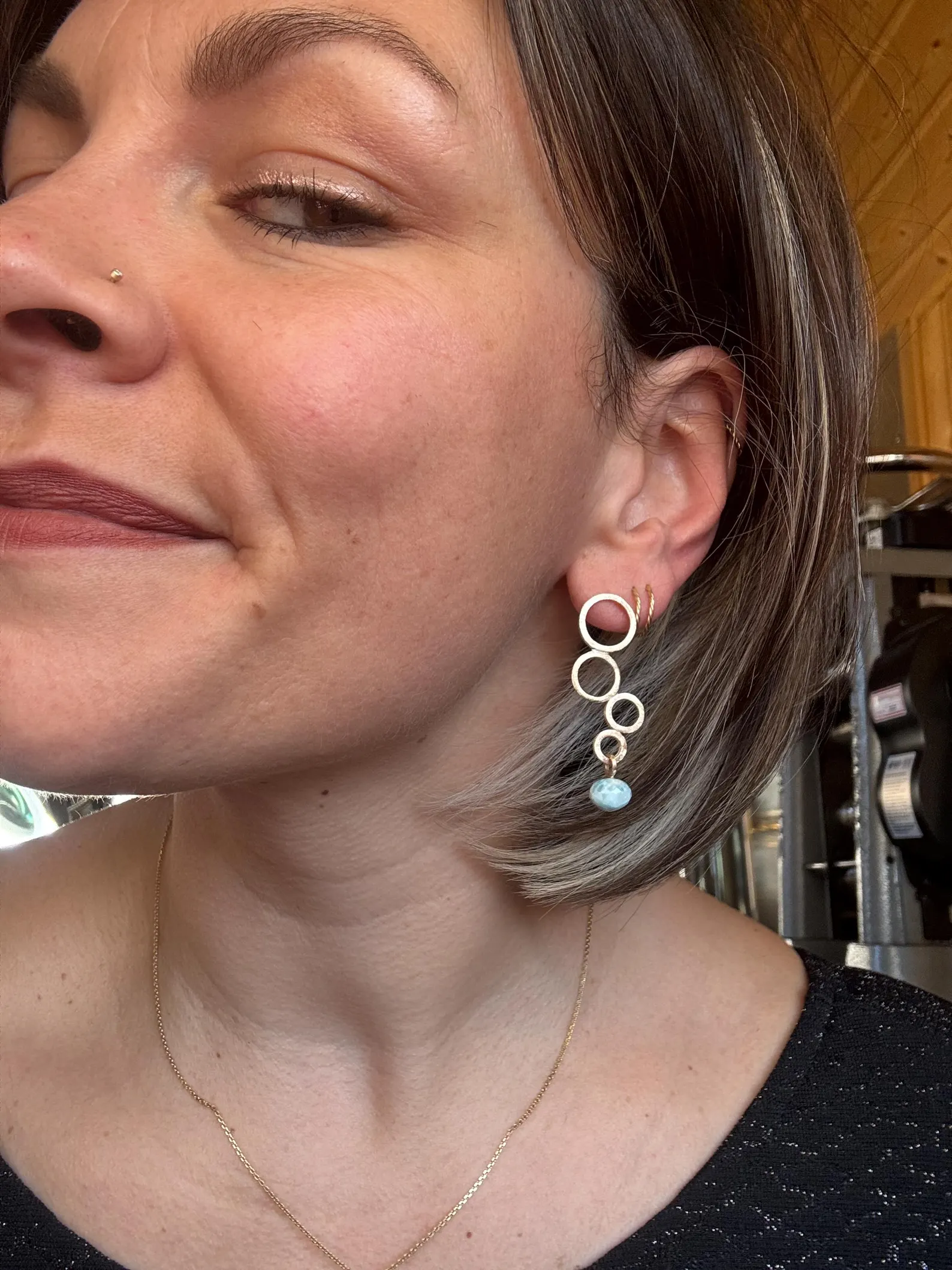 Ohrstecker gelbgold - Larimar – Bild 5