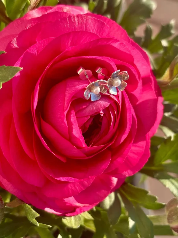 Ohrstecker silber - Perlenblüte – Bild 2