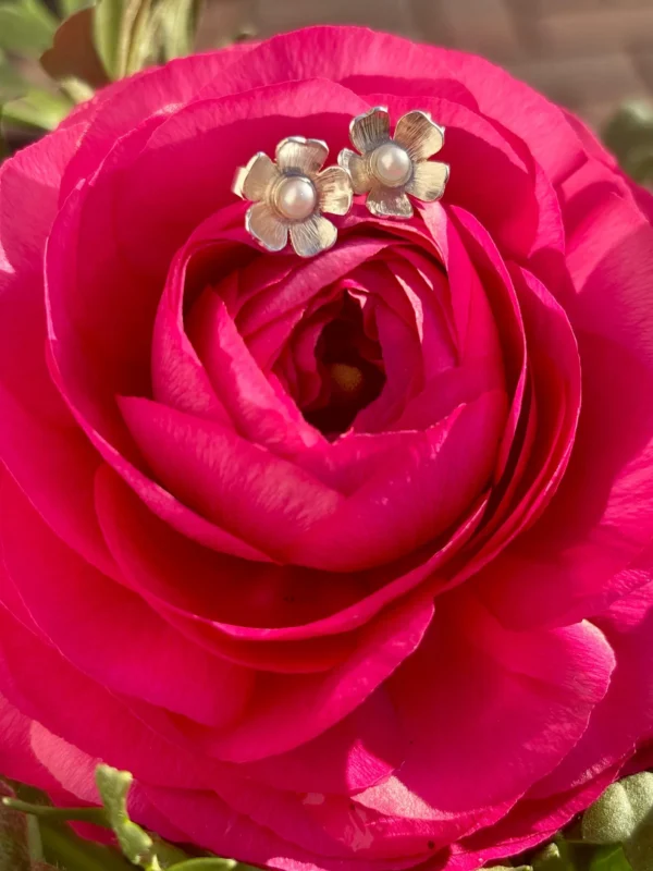 Ohrstecker silber - Perlenblüte – Bild 4
