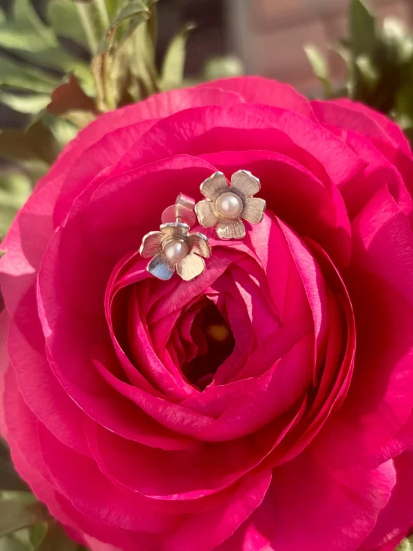 Ohrstecker silber - Perlenblüte