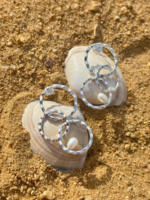 Ohrstecker silber - Süßwasserzuchtperle Ringe – Bild 2