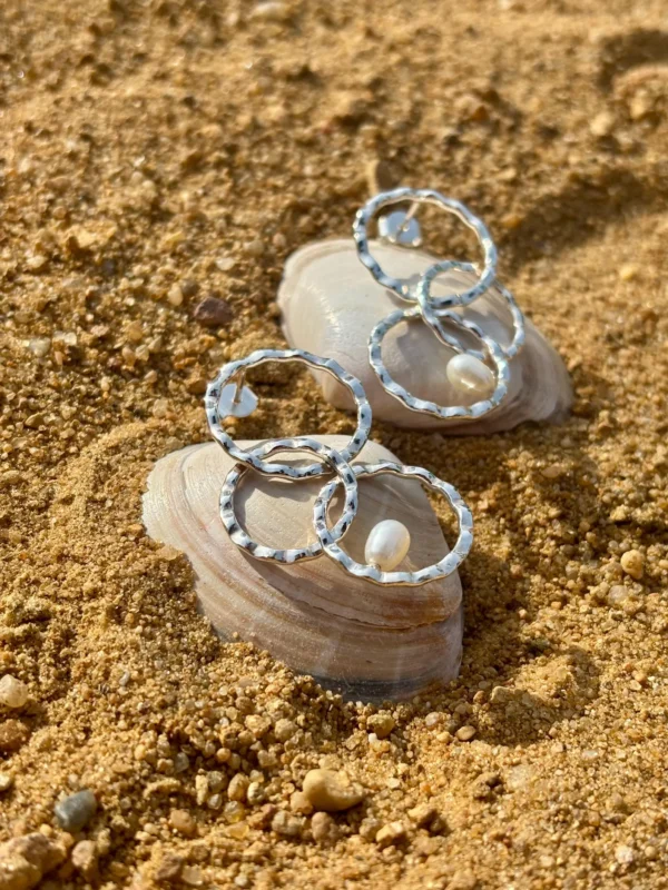 Ohrstecker silber - Süßwasserzuchtperle Ringe – Bild 3