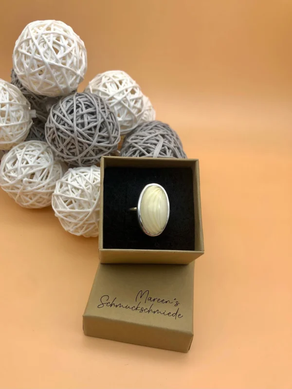 Ring silber - Perlmutt Größe 57