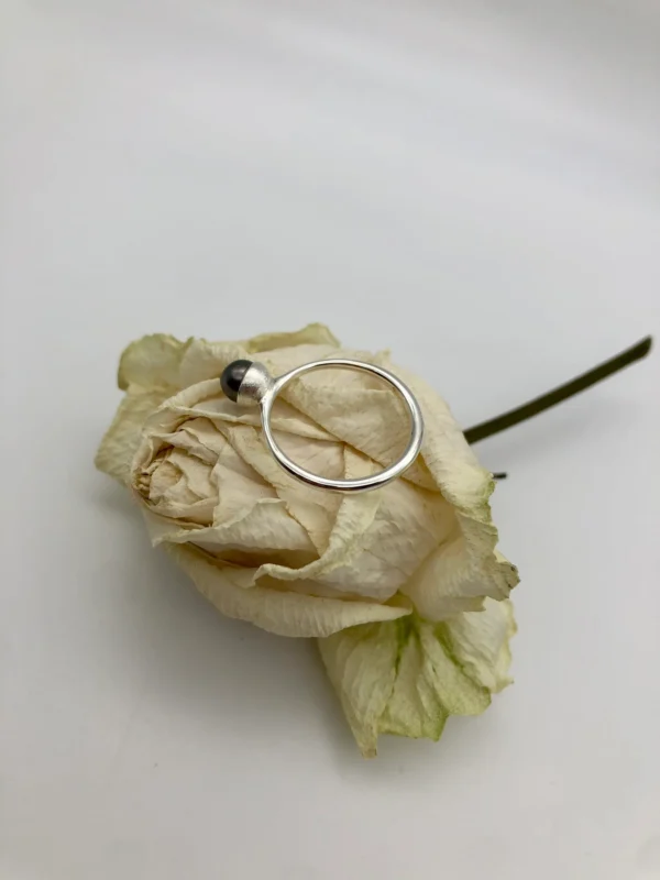 Ring silber - Perle Größe 56