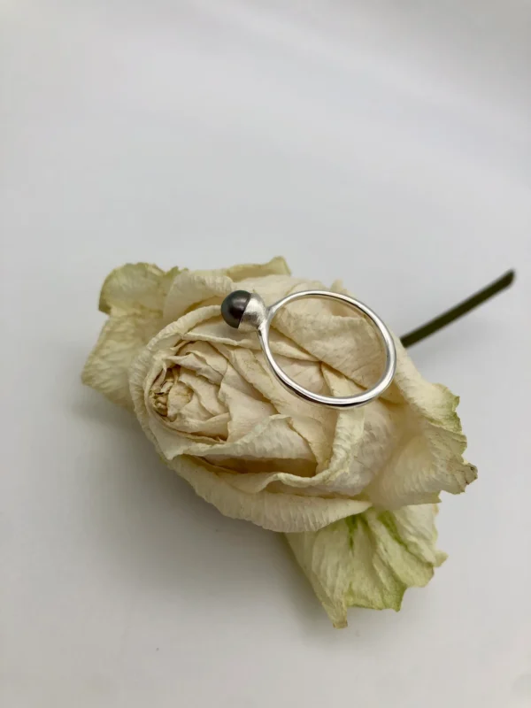 Ring silber - Perle Größe 56 – Bild 3