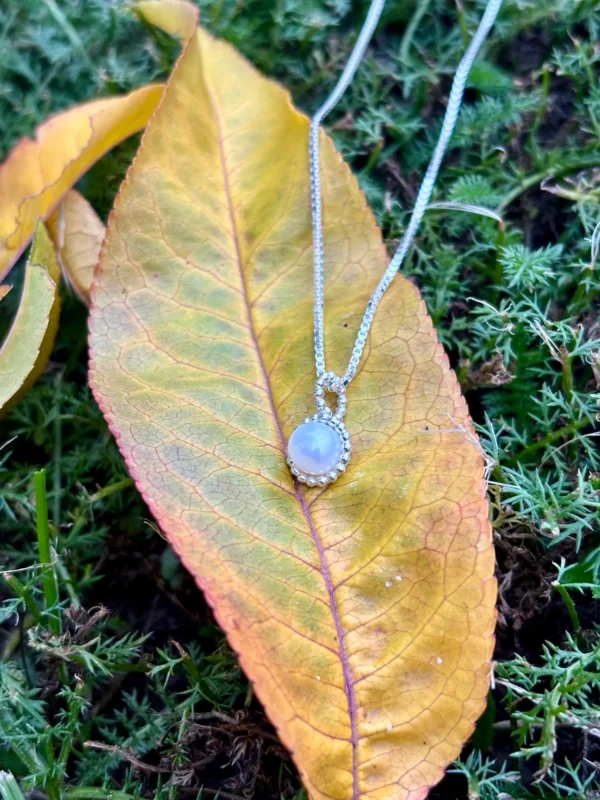 Kette mit Anhänger - silber Perle – Bild 3