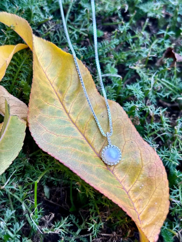 Kette mit Anhänger - silber Perle – Bild 4