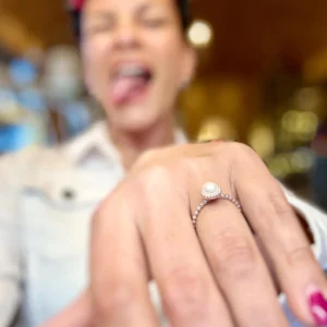 Ring silber - Perle Größe 56