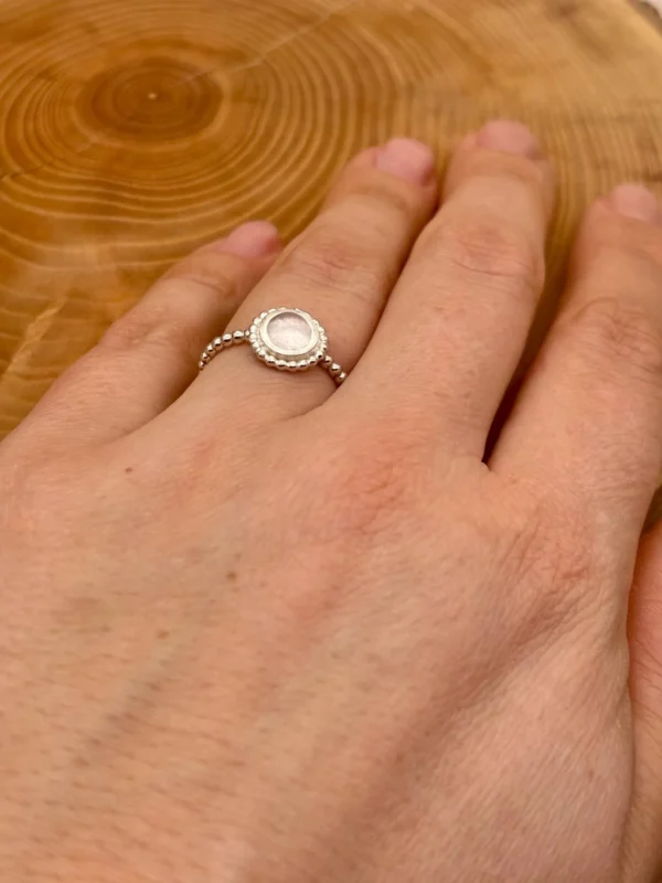Ring silber - Rosenquarz Größe 56 – Bild 4