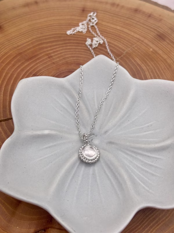 Kette mit Anhänger - silber Rosenquarz – Bild 2