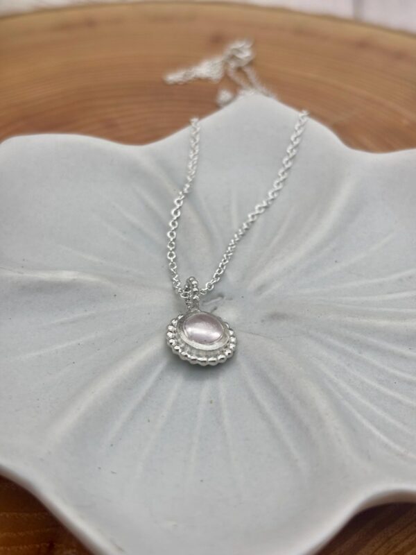 Kette mit Anhänger - silber Rosenquarz – Bild 4