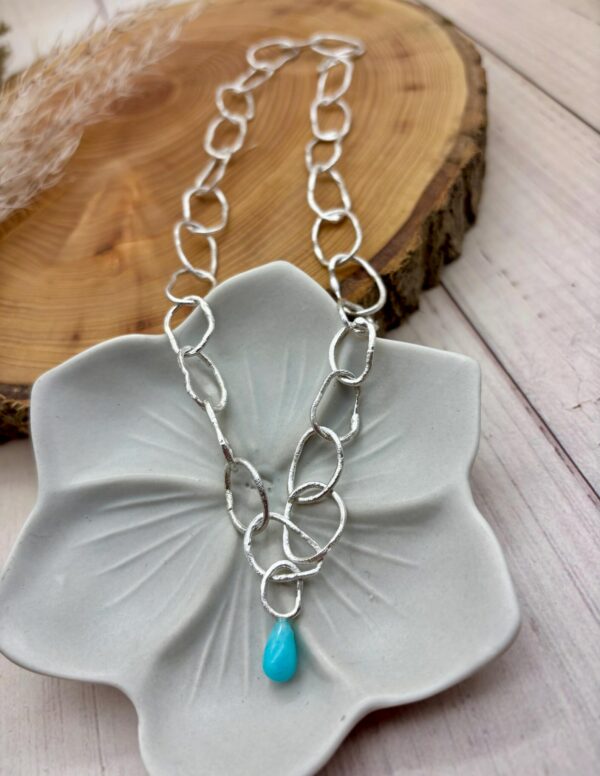 Kette mit Anhänger - silber Amazonit – Bild 2