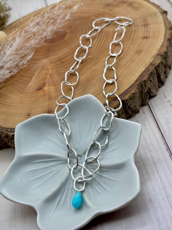 Kette mit Anhänger - silber Amazonit – Bild 3