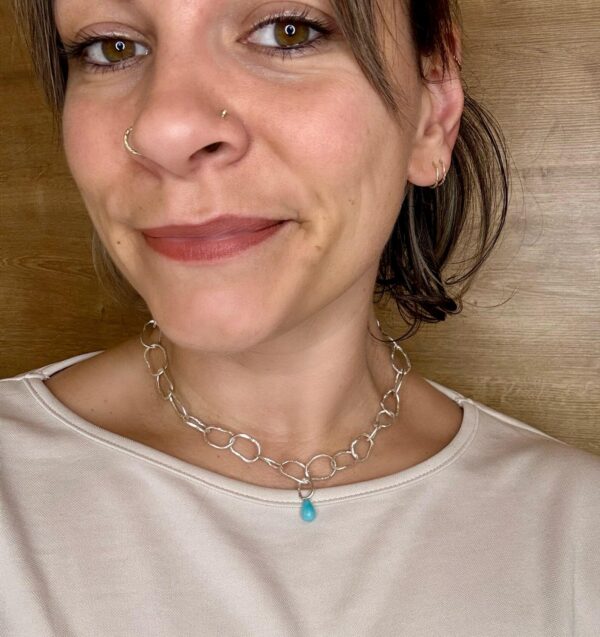 Kette mit Anhänger - silber Amazonit – Bild 5