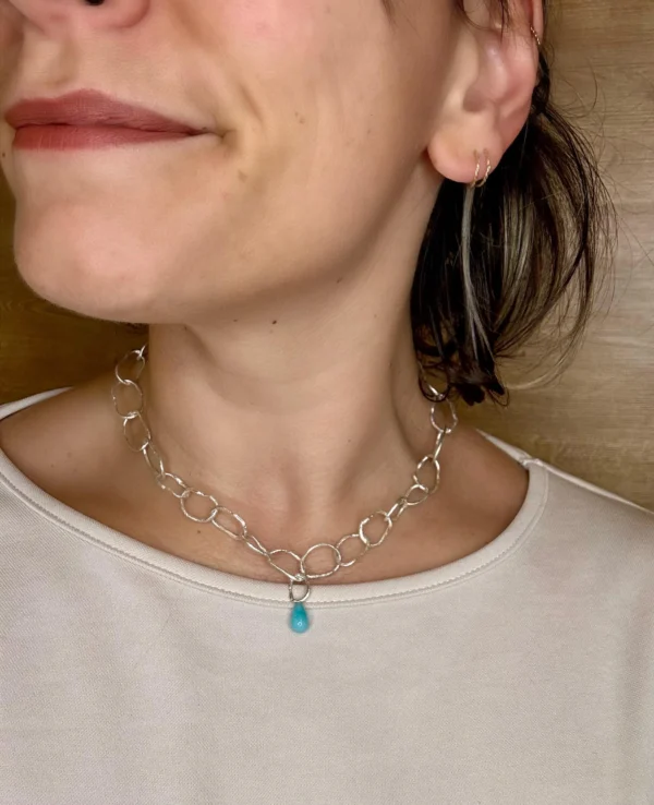 Kette mit Anhänger - silber Amazonit – Bild 8