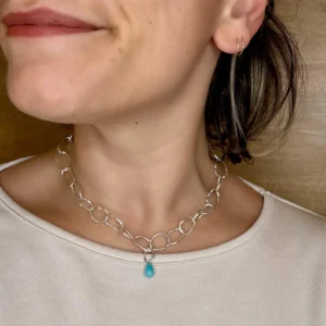 Kette mit Anhänger - silber Amazonit