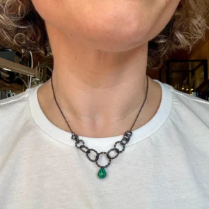 Kette mit Anhänger - silber Malachit