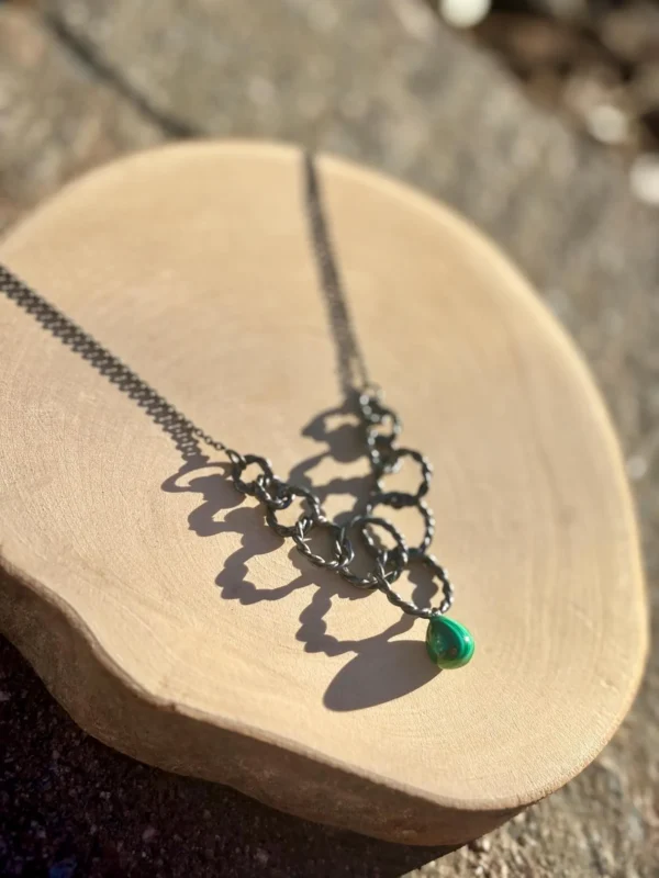 Kette mit Anhänger - silber Malachit – Bild 2