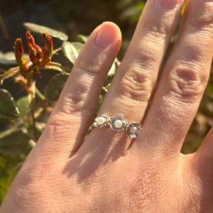 Ring silber - Perlenblüte Größe 55
