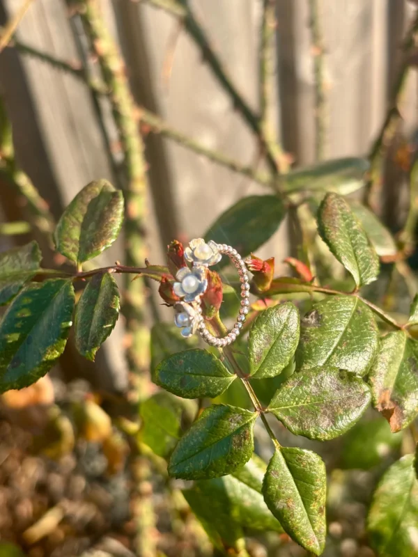 Ring silber - Perlenblüte Größe 55 – Bild 3