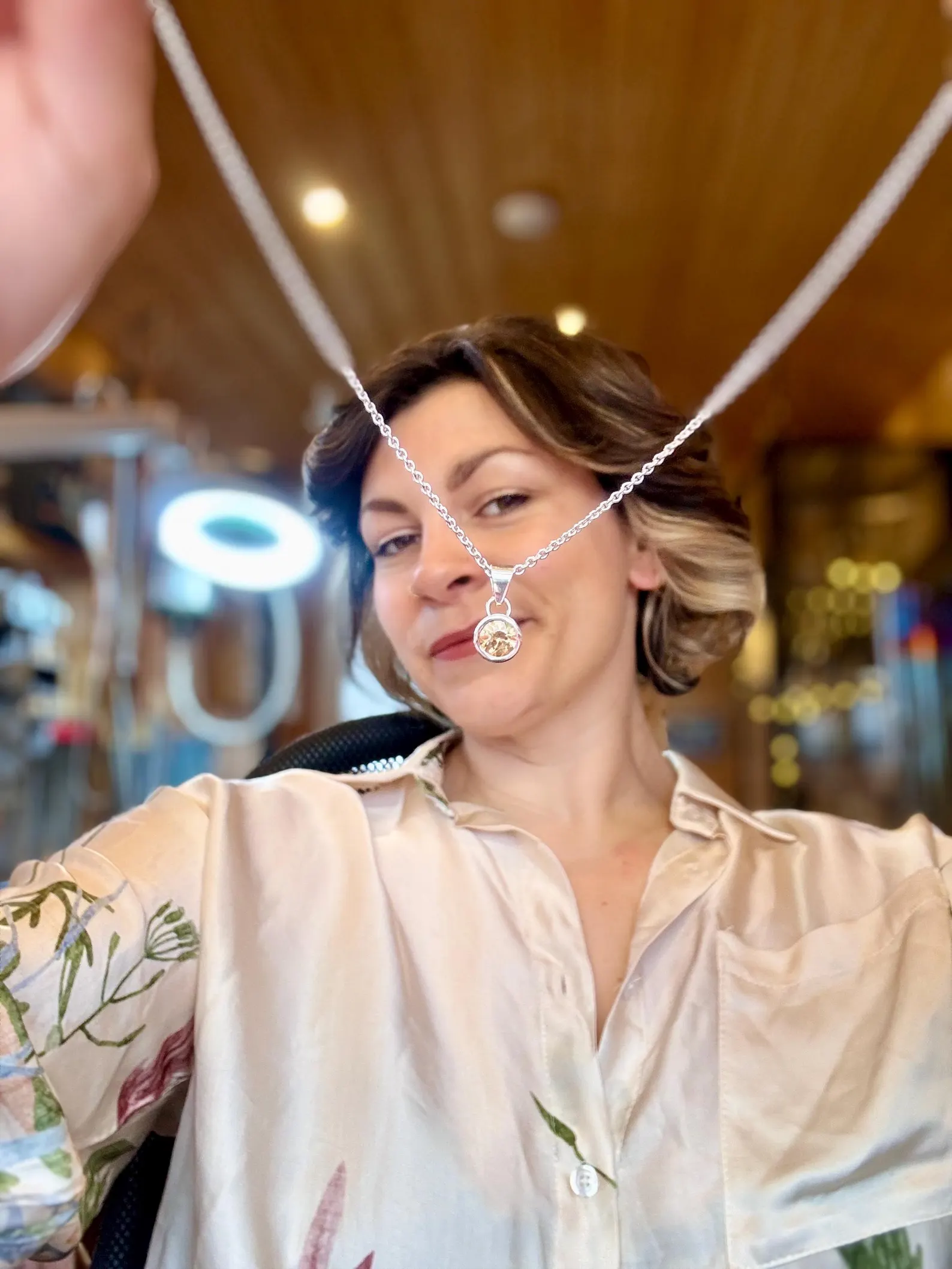 Kette mit Anhänger - silber Zirkon