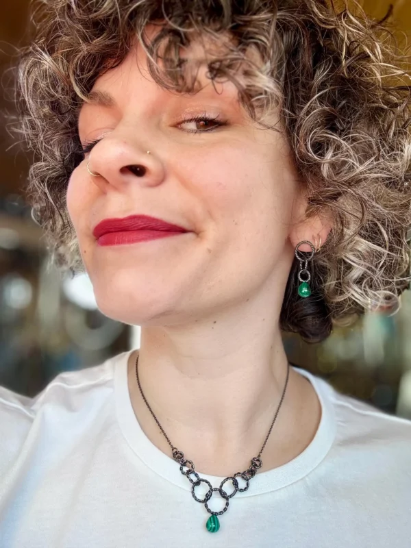 Kette mit Anhänger - silber Malachit – Bild 7