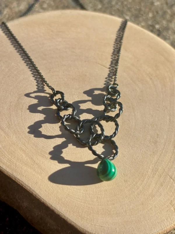 Kette mit Anhänger - silber Malachit – Bild 4