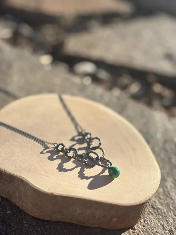 Kette mit Anhänger - silber Malachit – Bild 8