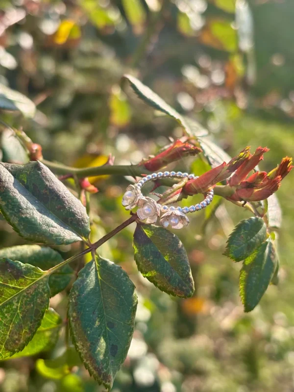 Ring silber - Perlenblüte Größe 55 – Bild 6