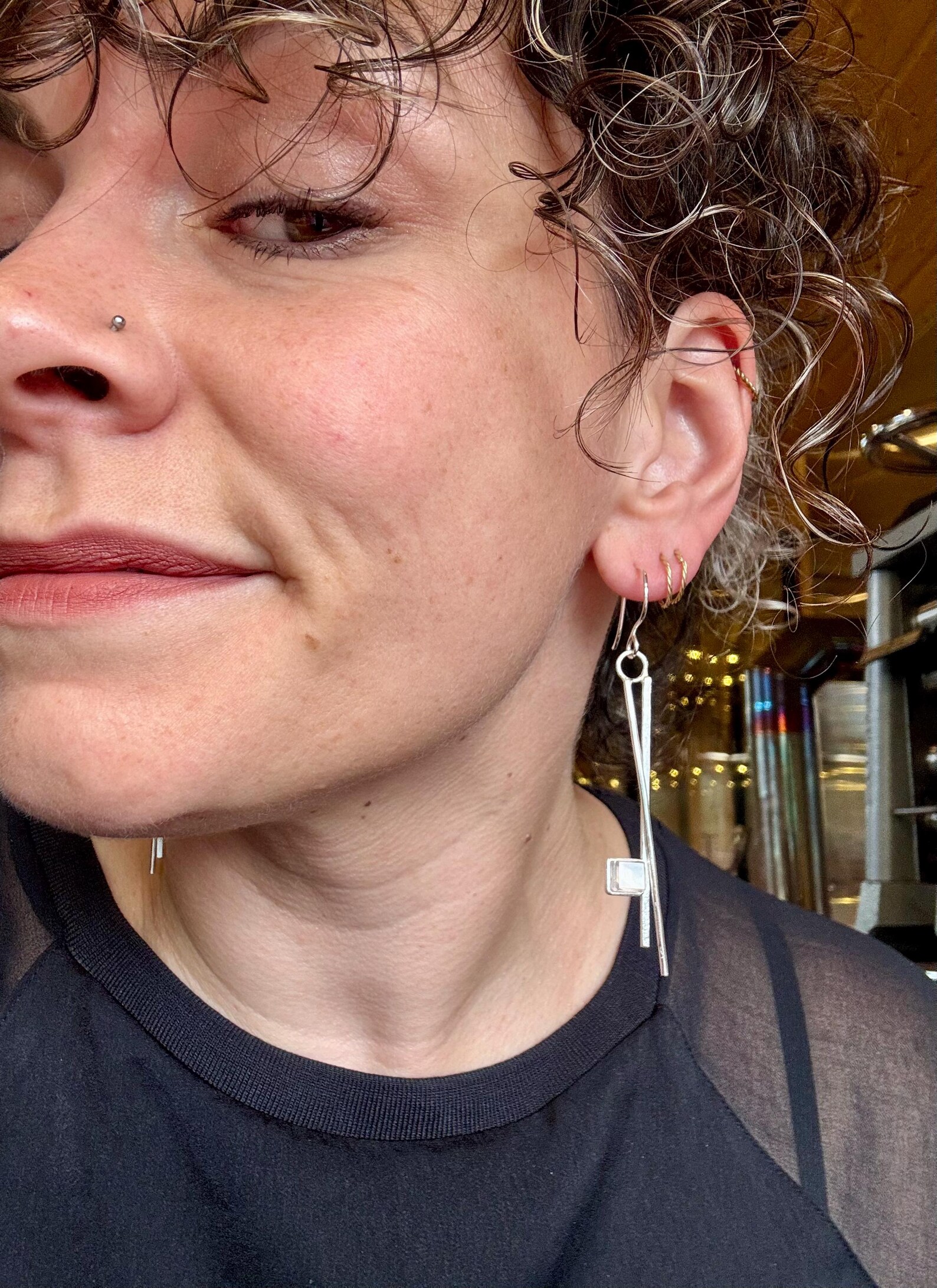 Ohrhaken silber - Rosenquarz lang – Bild 8