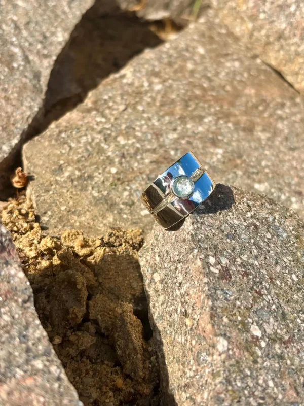 Ring silber - Aquamarin Größe 59 – Bild 2
