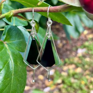 Ohrhaken silber - Onyx Dreieck