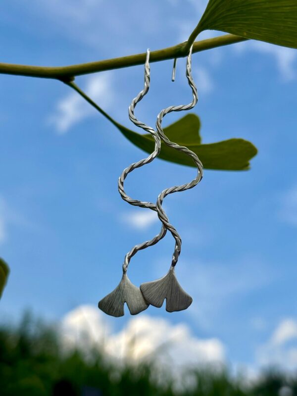 Ohrhaken silber - Ginkgoblatt – Bild 2