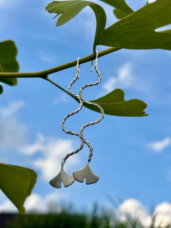 Ohrhaken silber - Ginkgoblatt – Bild 3