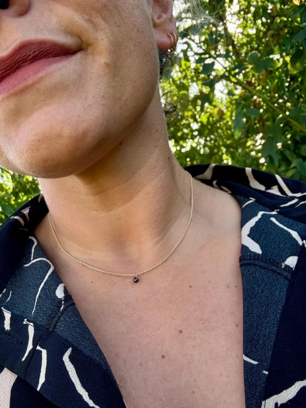 Kette mit Anhänger - gelbgold Diamant schwarz – Bild 3