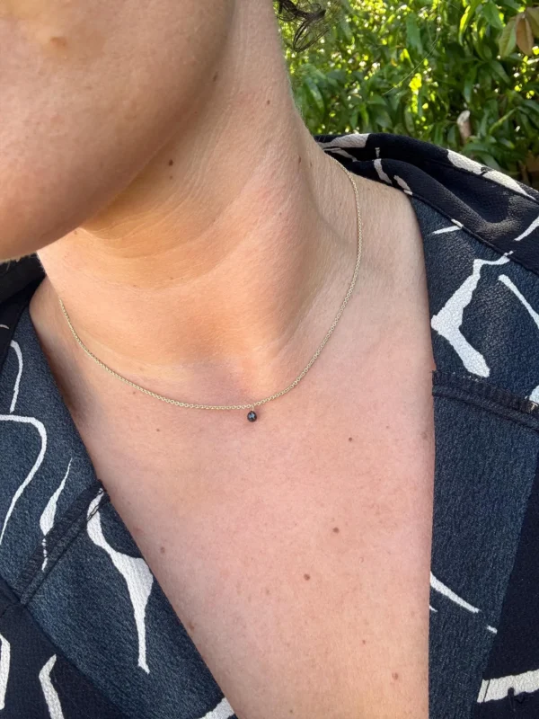Kette mit Anhänger - gelbgold Diamant schwarz – Bild 5